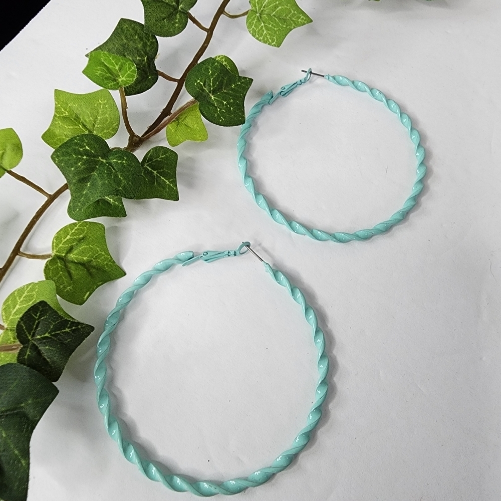 Turquoise Swirl Hoop Earrings